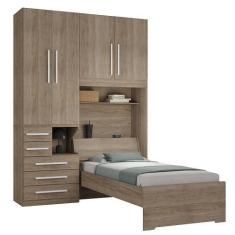 Imagem de Quarto Completo De Solteiro Com Cama E Guarda-Roupa 1225E Castanho - M