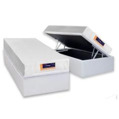 Imagem de Conjunto Box Baú Solteiro: Colchão Espuma Castor Vitagel Visco Gel + Base CRC Courano White(88x188)