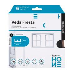 Imagem de Veda Fresta Portas e Janelas Borracha Vedação Adesiva Modelo E Rolo Fita 6 Metros Preto Stamaco