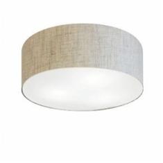 Imagem de Plafon Cilíndrico Cúpula em Tecido 50x15cm Bege Bivolt