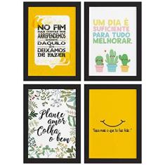 Imagem de Quadros Frases Vida Feliz Moldura  22x32cm 4un