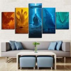 Imagem de Quadro Decorativo Godzilla5 peças 130x65 cm em tecido