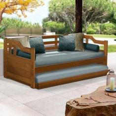 Imagem de Sofá E Cama Solteiro Auxiliar De Madeira Maciça Atraente Castanha