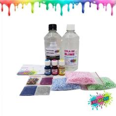 Imagem de Kit Para Fazer Clear Slime Slime Transparente Pérolas Isopor Corantes