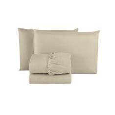 Imagem de Kit Roupa Cama Casal 100% Algodão 4 Peças Percal 200 Fios Hotel Pousad