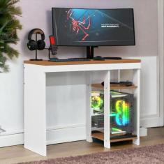 Imagem de Mesa Gamer ômega Branca E Nature Gabrielli