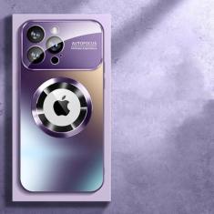 Imagem de Capa de telefone de proteção total com lente de vidro fosco para iPhone 11 12 13 14 Pro Max Capa magnética para celular, roxa, para iPhone 13