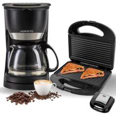Imagem de Cafeteira eletrica semi automatica e sanduicheira grill kit - AGRATTO,
