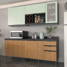 Imagem de Cozinha Compacta Azaleia 200cm Com Tampo, 4 Peças, 8 Portas E 3 Gaveta