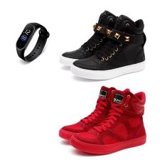 Imagem de Kit 2 Tênis Sneaker Fitness Feminino Botinha Academia + Relógio-Feminino