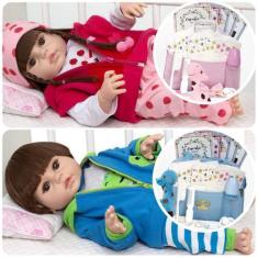 Imagem de Boneca Reborn Gêmeos Girafa Corpo de Vinil Siliconado Itens - Cegonha 