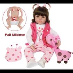 Boneca Reborn Bebe Menina Rafa Corpo De 100% Silicone Com Pelúcia Girafa