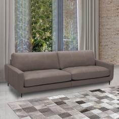 Imagem de Sofá Decorativo Isaac 4 Lugares Sala de estar 270cm Pés em Aço Couro Avelã G88 - Gran Belo