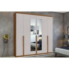 Imagem de Guarda Roupa Casal 6 Portas (2 C- Espelho) E 4 Gavetas Alonzo New Amêndoa-off White