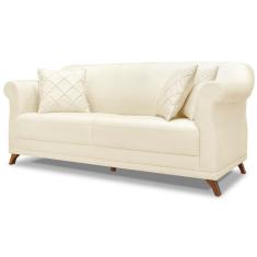 Imagem de Sofa 2 Lugares Retro Polo 180cm Com Almofada Linho Natural Ezz Natural