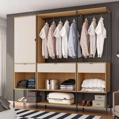 Imagem de guarda-roupa closet modulado maverick 1 pt 3 gv carvalho e off white 206 cm