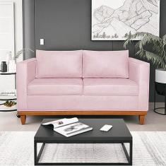 Imagem de Sofá 3 Lugares Europa 180 cm Estilo Conforto e Elegância Suede Rosa bebê - Amarena Móveis