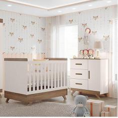 Imagem de Berço Americano Vitória e Cômoda Infantil Retro Maya Ambiente Off Whit