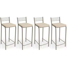 Imagem de Banqueta de Cozinha Gênova B705 Kit 4 Un Niquel/Nude 16 - Kappesberg