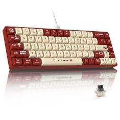 Imagem de ATTACK SHARK AK680 Teclado mecânico para jogos 60% com fio, troca a quente, retroiluminação RGB arco-íris, impressão UV e controle de som EVA, totalmente anti-fantasma, programável, interruptor marrom