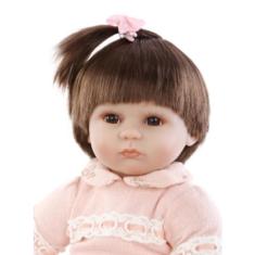 Boneca Bebe Reborn Menina Realistacastanha Silicone Fofa