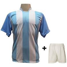 Imagem de Uniforme Esportivo com 18 camisas modelo Milan Celeste/ + 18 calções modelo Madrid + 1 Goleiro +