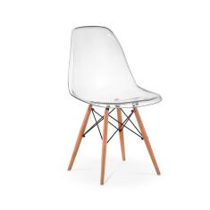 Imagem de Kit 06 Cadeiras Charles Eames Eiffel Wood Policarbonato - Transparente