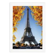 Imagem de Quadro Foto Paris Torre Eiffel e Flores Moldura  22x32