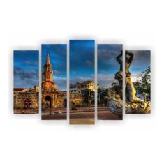 Imagem de Kit 5 Quadros 1 Paisagem Cidades 108 X 67 Cm Total Mod 04