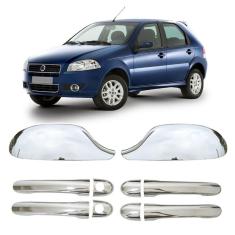 Imagem de Kit Aplique Cromado Maçaneta Retrovisor Fiat Pálio Siena 2004 à 2010
