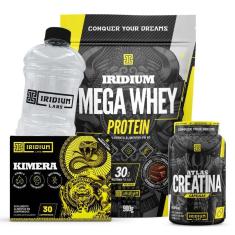 Imagem de Kit Mega Whey + Kimera Thermo 30 Comps +  Atlas Creatina 60 Cáps + Galão Cristal 0,950L-Unissex