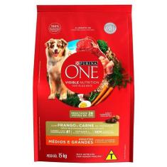 Imagem de Ração Seca Nestlé Purina One Frango E Carne Para Cães Adultos Raças Mé