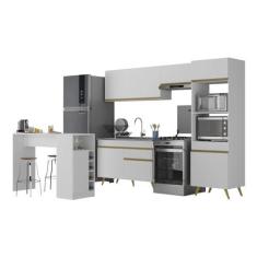 Imagem de Armário de Cozinha com Bancada/mesa Gourmet Veneza Multimóveis Mp2174 Branco/dourado