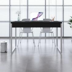 Imagem de Mesa para Escritório 120cm 2 Gavetas Kuadra Preto Ônix/Est.Branca