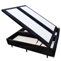 Imagem de Base Box Baú Casal Bipartido Belos Sonhos Poliéster Preto 41x138x188