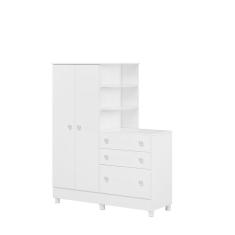 Imagem de Guarda Roupa Infantil Com Comoda C/ Pés Doce Sonho Branco - Qmovi
