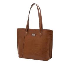 Imagem de Bolsa Shopper Feminina Couro Botão Mariart 5240 Marrom