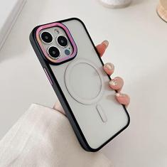 Imagem de Capa de telefone transparente magnética de luxo para iPhone 14 13 12 11 Pro Max Skin Feel Laser Metal Camera Protection Capa de acrílico macio, preta, para iPhone 11Pro MAX