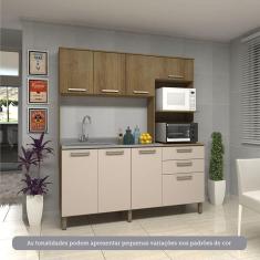 Imagem de Cozinha Compacta 8 Portas E 2 Gavetas Luciane Móveis Carvalho Avelã Cinnamon