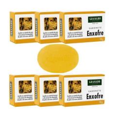 Imagem de Kit c/6 Sabonetes em Barra 90g Enxofre p/ Acne e Oleosidade Pele e Cou