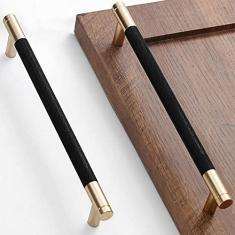 Imagem de Gutuwellea Puxadores de armário dourados e pretos de 192 mm, puxadores de armário dourados e pretos de 192 mm, puxadores de gaveta serrilhados, acabamento de oxidação com padrão de diamante, comprimento de 21,7 cm (orifício central de 19 cm)