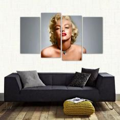 Imagem de Quadro Decorativo Marilyn Monroe Quarto Em Tecido 4 Peças 1