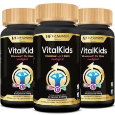 Imagem de 3X Vitalkids Vitamina C D Zinco Infantil 30Caps Mastigavel - Hf Suplem