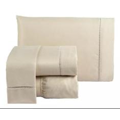Imagem de Jogo De Lençol Cama King Size 4 Peças Percal 600 Fios Palha - Casa Hom