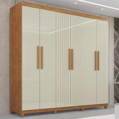 Imagem de Guarda-roupa 6 Portas 2 Gavetas Portugal Frison Cinamomo/off-white