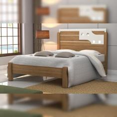 Imagem de Cama Luiza Solt, Freijó/off White Com Colchão - Vitamov