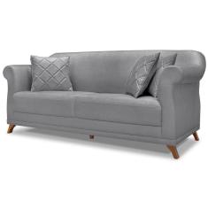Imagem de Sofa 2 Lugares Retro Polo 180cm Com Almofada Linho Cinza Ezz Cinza