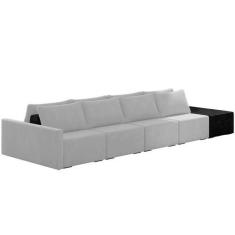 Imagem de Sofá Ilha Modular Para Sala 392cm Com Puff Dublin K01 Veludo Cinza E S