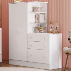 Imagem de Guarda-roupa Infantil Com Cômoda Doce Sonho 2 Portas 3 Gavetas Branco - Qmovi