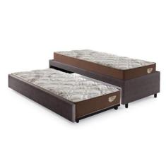 Imagem de Bicama Box Solteiro 103x208 material sintético Linho Marrom com 2 Colc